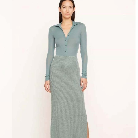 Vince ribbed-knit straight skirt (light green, large) - Picture 16 of 16